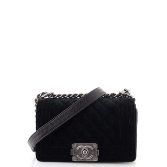 Chanel Boy Flap Bag Quilted Velvet Small