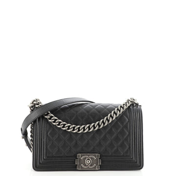 Chanel Boy Flap Bag Quilted Caviar Old Medium