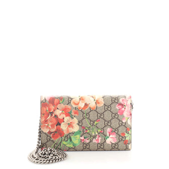 Gucci Chain Wallet Blooms Print GG Coated Canvas