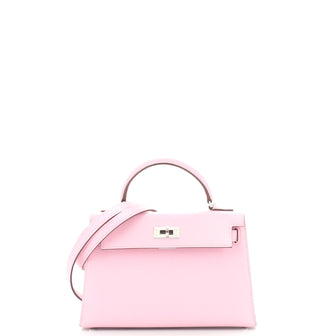 Hermes Kelly Mini II Bag Pink Epsom with Palladium Hardware 20