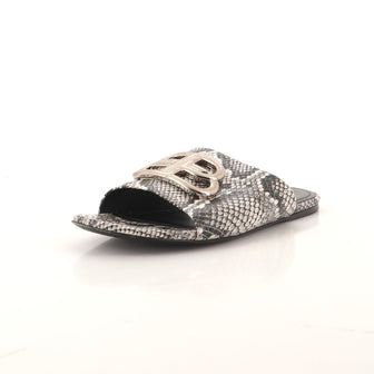 Balenciaga Women's BB Slide Sandals Python Embossed Leather