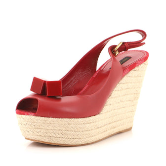 Louis Vuitton Women's Gossip Cube Wedge Espadrille Sandals Leather