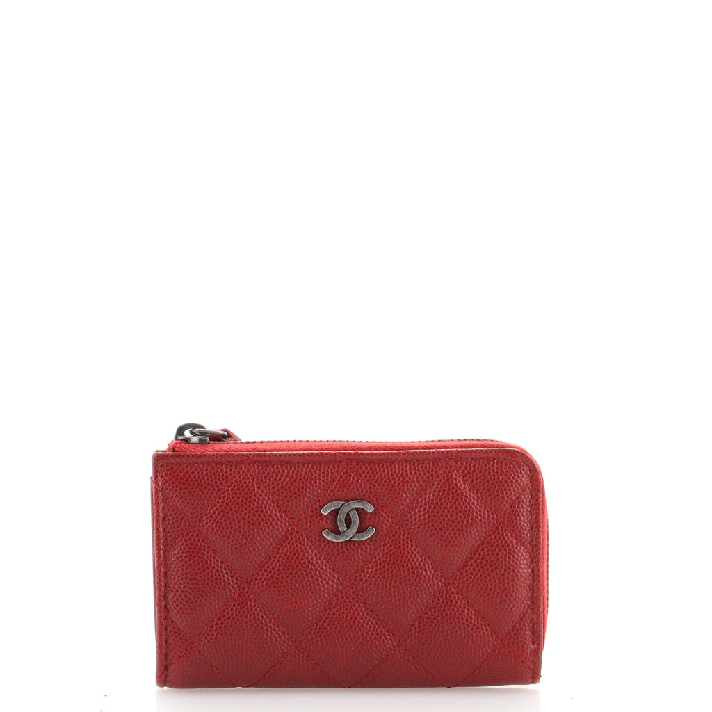 CHANEL Caviar Quilted Zipped Key Holder Case Pink 1093924