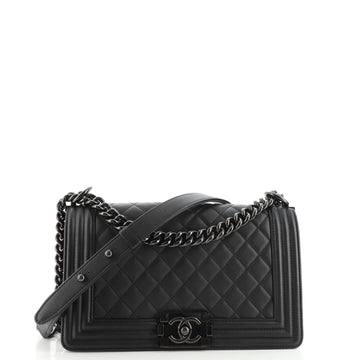 Chanel So Black Boy Flap Bag Quilted Lambskin Old Medium