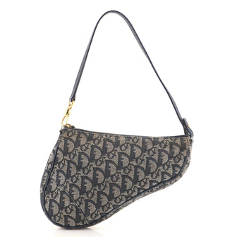 Christian Dior Vintage Saddle Bag Diorissimo Canvas Mini