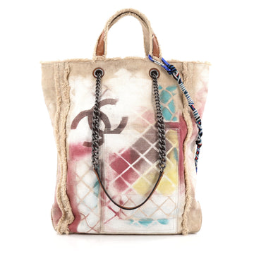 Chanel Art School Oh My Boy Tote Graffiti Canvas Neutral