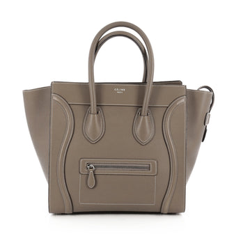 Celine Luggage Handbag Grainy Leather Mini Gray 