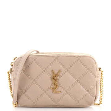 Saint Laurent Becky Double Zip Crossbody Pouch Quilted Leather Mini