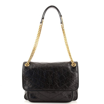 Saint Laurent Niki Chain Flap Bag Matelasse Chevron Leather Medium