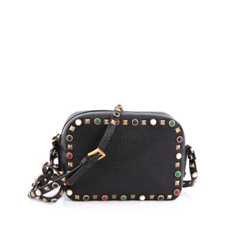 Valentino Rolling Rockstud Camera Crossbody Bag Leather Black 1791601