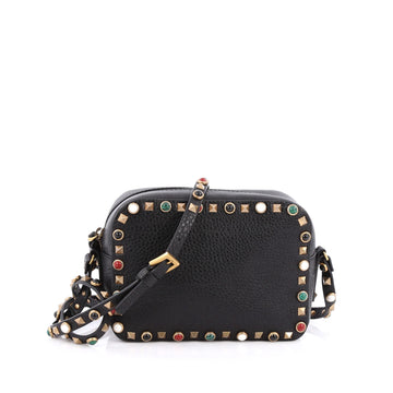Valentino Rolling Rockstud Camera Crossbody Bag Leather Black 1791601