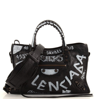 Balenciaga City Graffiti Classic Studs Bag Leather Small