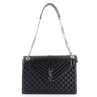 Saint Laurent Classic Monogram Envelope Satchel Mixed Matelasse Leather Large
