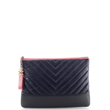 Chanel Gabrielle O Case Clutch Chevron Aged Calfskin Medium