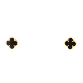 Van Cleef & Arpels Sweet Alhambra Stud Earrings 18K Yellow Gold and Onyx