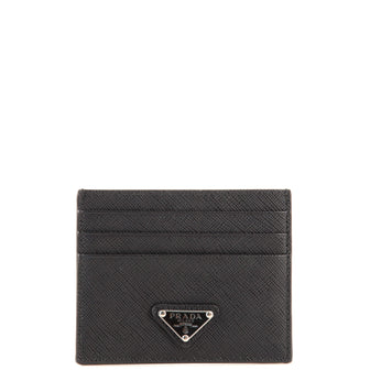 Prada Logo Card Holder Saffiano Leather