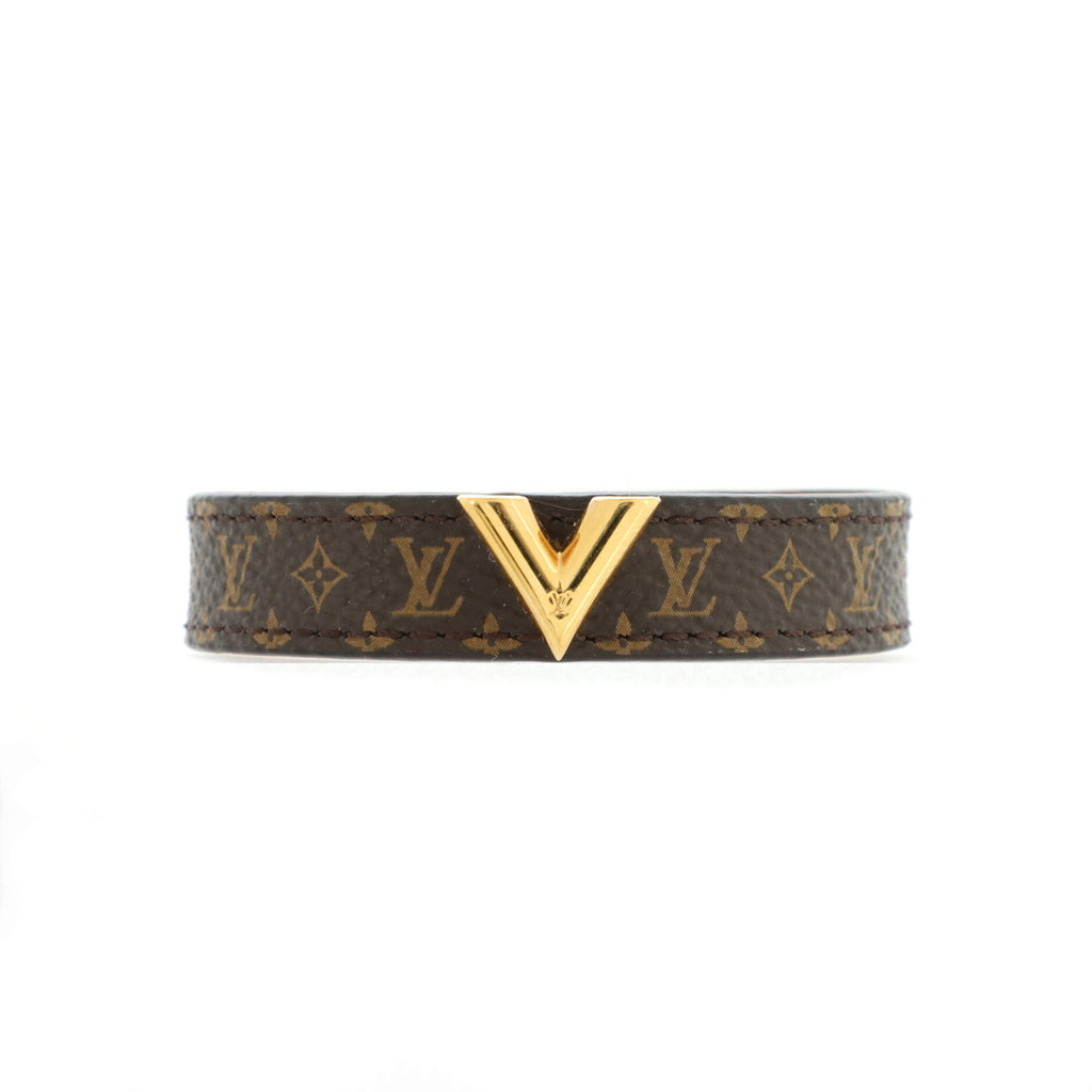 Louis Vuitton Essential V Bracelet Brown Monogram Canvas. Size 17