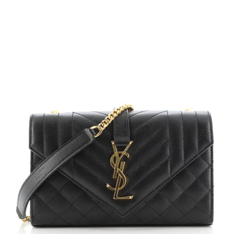 Saint Laurent Classic Monogram Envelope Satchel Mixed Matelasse Leather Small