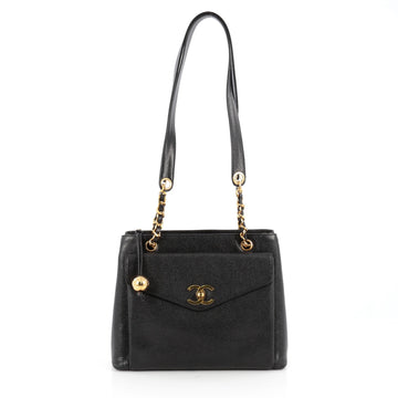 Chanel Vintage Front Pocket Tote Caviar Medium Black 1792301