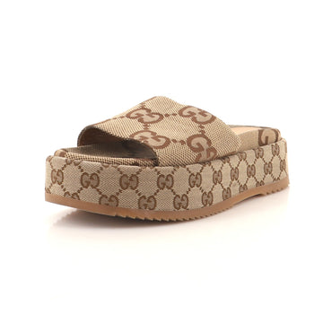 Gucci Women's Angelina Platform Slide Sandals GG Canvas