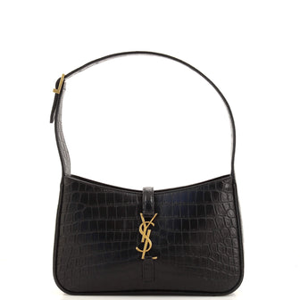 Saint Laurent Le 5 a 7 Hobo Crocodile Embossed Leather Small