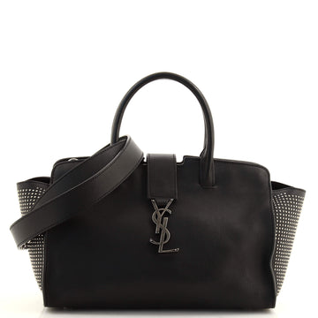 Saint Laurent Monogram Cabas Downtown Leather with Studded Leather Baby