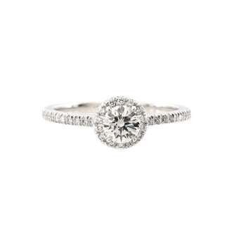Tiffany & Co. Soleste Round Single Halo Ring Platinum with RBC Diamond H/VS1 0.41CT