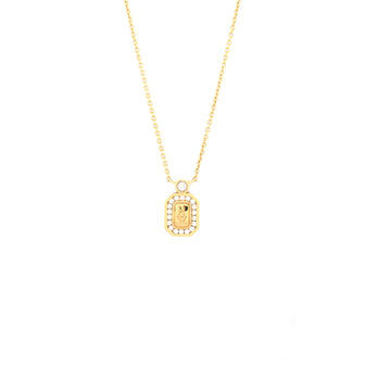 Harry Winston HW Logo Pendant Necklace 18K Yellow Gold with Diamonds