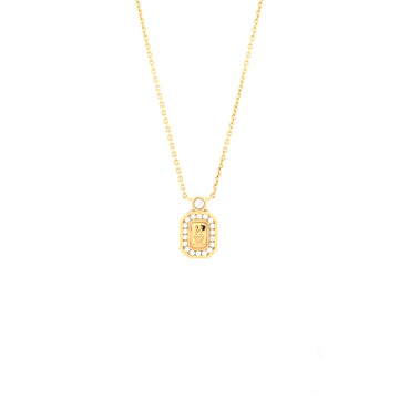 Harry Winston HW Logo Pendant Necklace 18K Yellow Gold with Diamonds