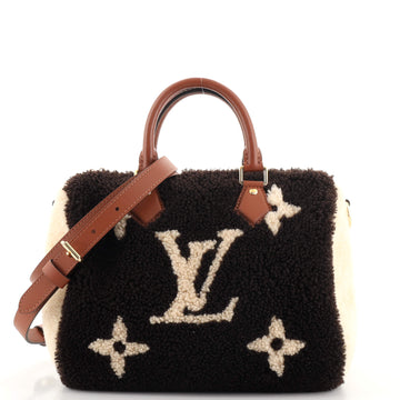 Louis Vuitton Speedy Bandouliere Bag Monogram Giant Teddy Fleece 25