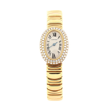 Cartier Baignoire Quartz Watch Yellow Gold with Diamond Bezel 18