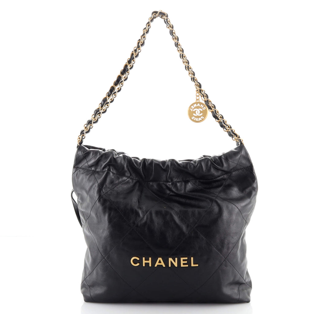 Chanel 22 Chain Hobo Quilted Calfskin Small Black 1793231