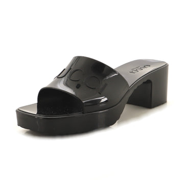 Gucci Women's Logo Heeled Slide Sandals Rubber