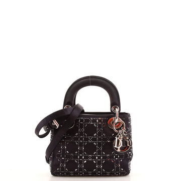 Christian Dior Lady Dior Bag Crystal Embellished Cannage Quilt Satin Mini