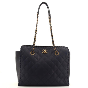 Chanel Whipstitch Tote Quilted Velvet Calfskin Medium