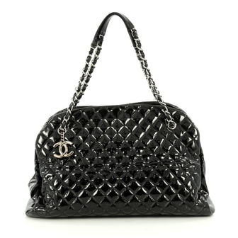 Chanel Just Mademoiselle Handbag Quilted Patent Maxi 1794105