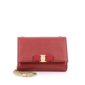 Salvatore Ferragamo Ginny Crossbody Bag Saffiano Leather Small Red 1794201