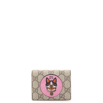 Gucci Flap Card Case GG Coated Canvas with Applique