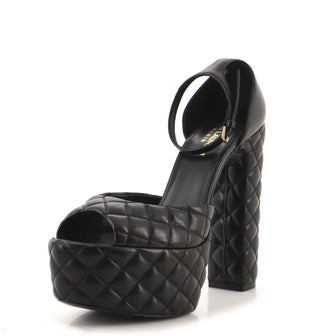 Saint Laurent Women's Jodie Platform Heeled Sandals Quilted Leather