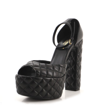 Saint Laurent Women's Jodie Platform Heeled Sandals Quilted Leather