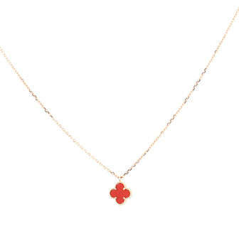 Van Cleef & Arpels Sweet Alhambra Pendant Necklace 18K Rose Gold and Carnelian