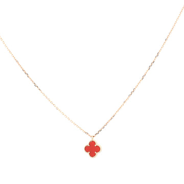 Van Cleef & Arpels Sweet Alhambra Pendant Necklace 18K Rose Gold and Carnelian