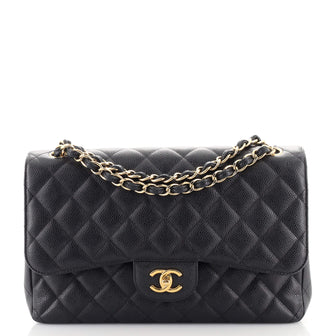 Chanel Classic Double Flap Bag Quilted Caviar Jumbo