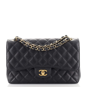 Chanel Classic Double Flap Bag Quilted Caviar Jumbo