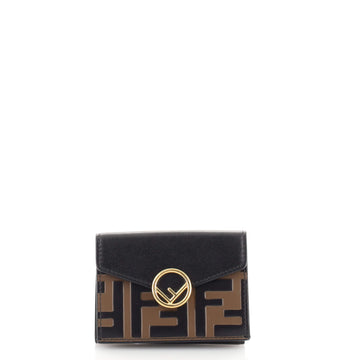 Fendi F is Fendi Trifold Wallet Leather with Zucca Embossed Detail Micro