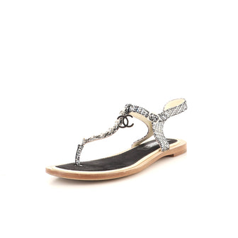 Chanel Women's CC Chain Thong Sandals Leather