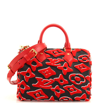 Louis Vuitton Speedy Bandouliere Bag Limited Edition Urs Fischer Tufted Monogram Canvas 25