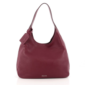Prada Expandable Zip Around Hobo Cervo Leather Large Purple