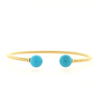David Yurman Solari Cuff Bracelet 18K Yellow Gold with Turquoise 9mm