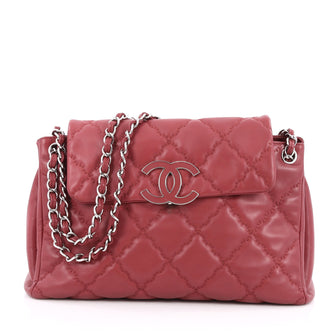 Chanel Double Stitch Hampton Flap Tote Quilted Calfskin Large Red 1795501